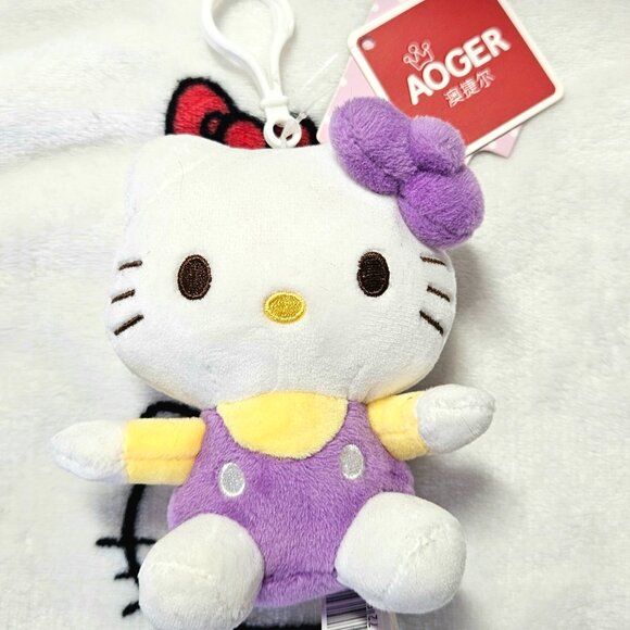 New with Tags Sanrio Hello Kitty Purple Plush with Clip - Picture 2 of 6